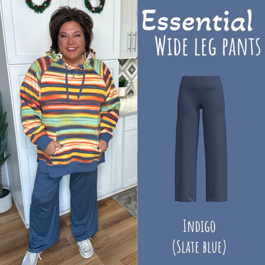 Essential Wide Leg Pant - Indigo (slate blue)