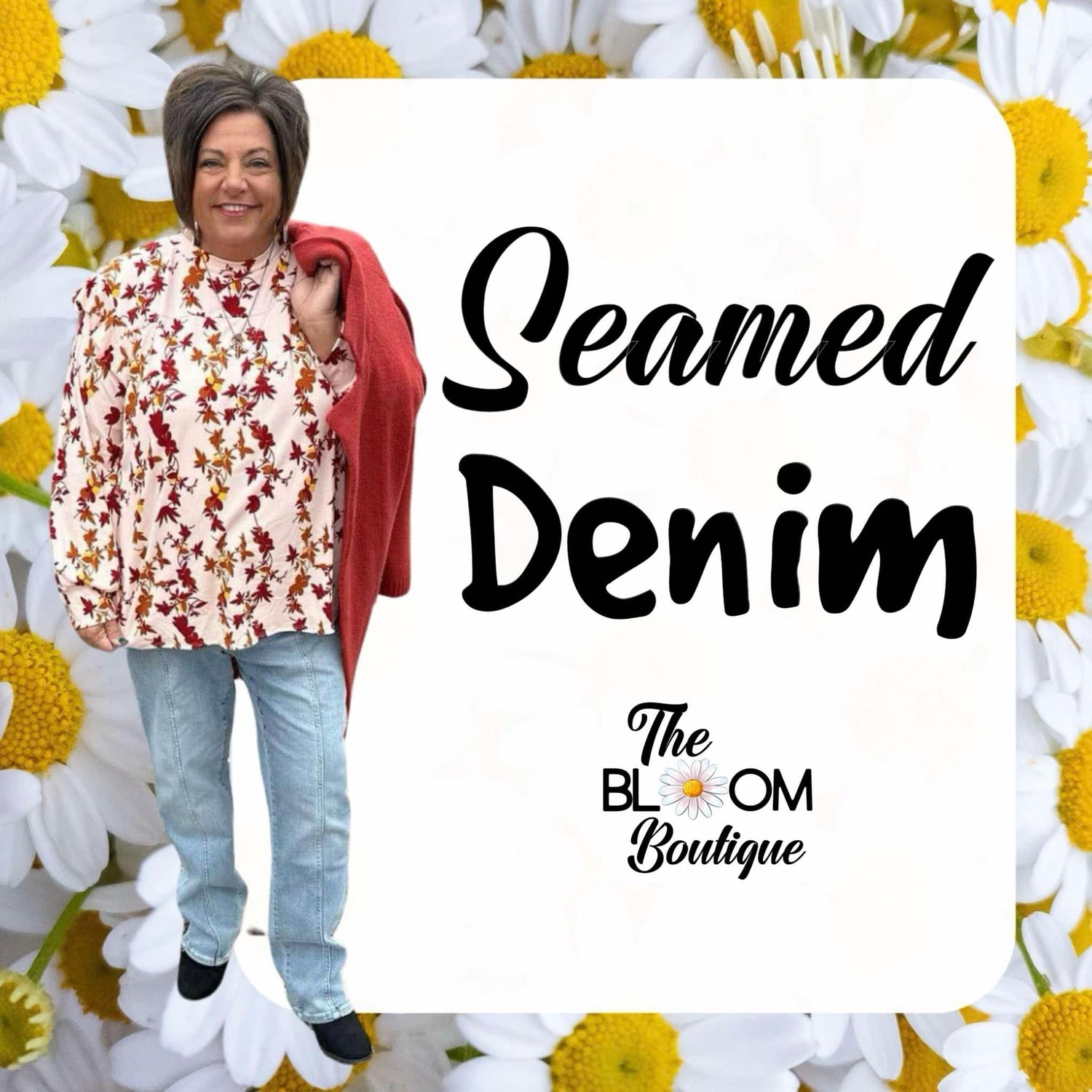 Seamed denim