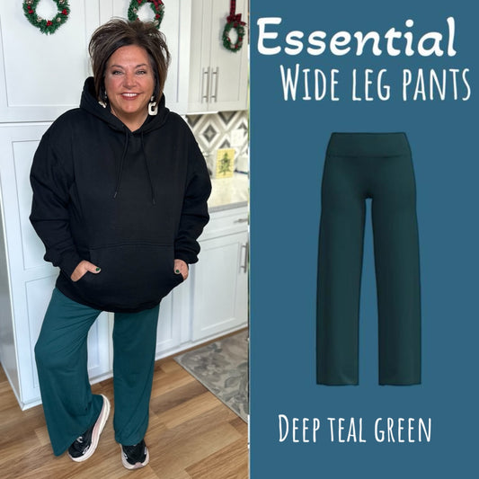 Essential Wide Leg Pant - deep teal green