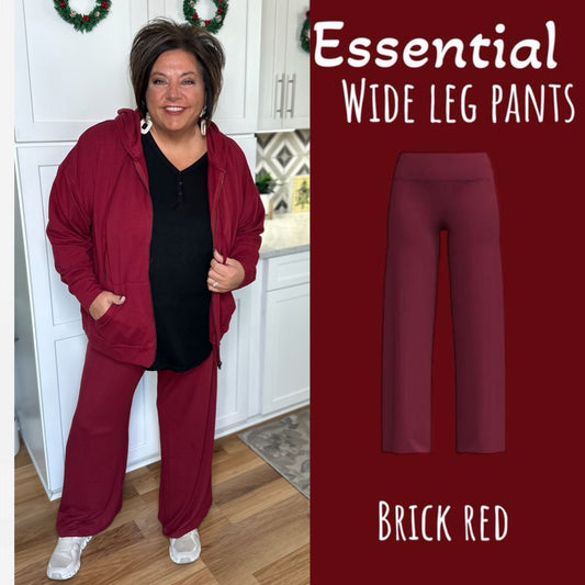 Essential Wide Leg Pant -brick red