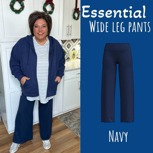 Essential Wide Leg Pant - navy