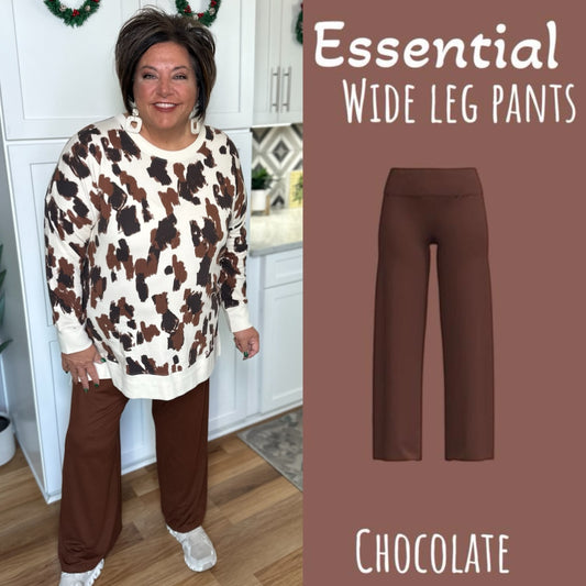 Essential Wide Leg Pant - Solid Cappuccino Brown