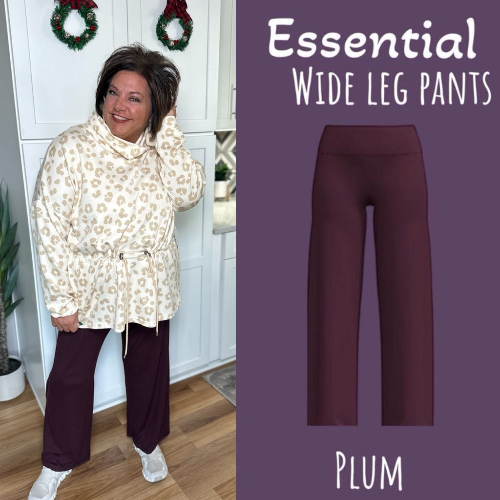 Essential Wide Leg Pant - plum