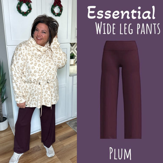 Essential Wide Leg Pant - plum