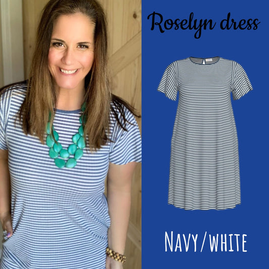 Roselyn - Blue White Mini Stripe